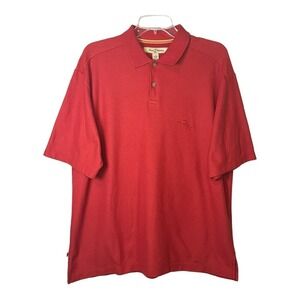 Tommy Bahama Mens Large Red‎ Pima Cotton Blend Short Sleeve Marlin Polo Shirt